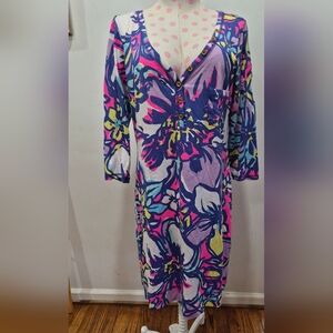Lilly Pulitzer Palmetto Henley t-shirt dress in a colorful floral pattern Size L